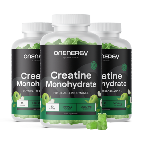 3x Monohydrat kreatyny 3000 mg – jabłko, razem 270 żelek