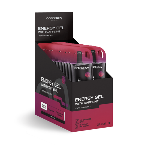 Żel Energetyczny z Kofeiną – owoce jagodowe, 24 x 31 ml