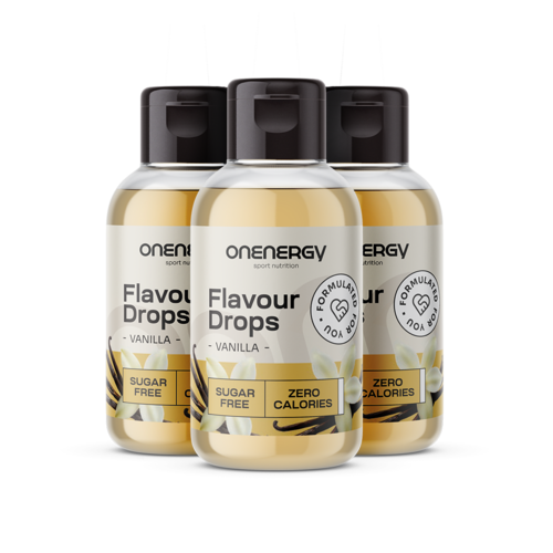 3x Flavour Drops krople ze słodzikiem – wanilia, razem 150 ml