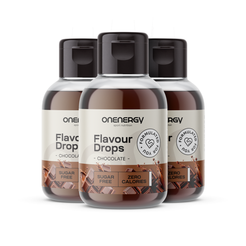 3x Flavour Drops krople z substancją słodzącą – czekolada, razem 150 ml