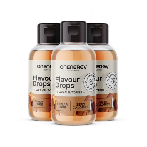 3x Flavour Drops krople z substancją słodzącą – toffi karmel, razem 150 ml